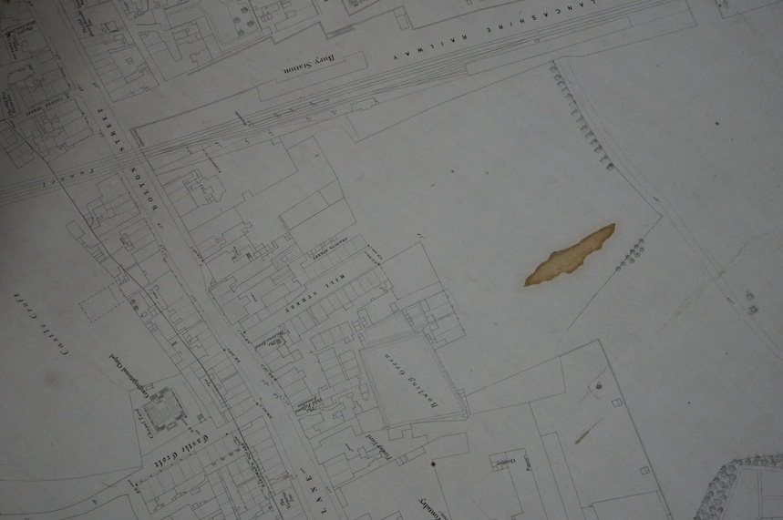 Ordnance Survey - Very Large Scale Plans of the suburbs / environs of Bury (Lancs), 5 sheets (as numbered), scale: 5 feet to 1 mile, each 61 x 90cms. (approx.) 1849. *apart from the usual named features, culvert, bench m